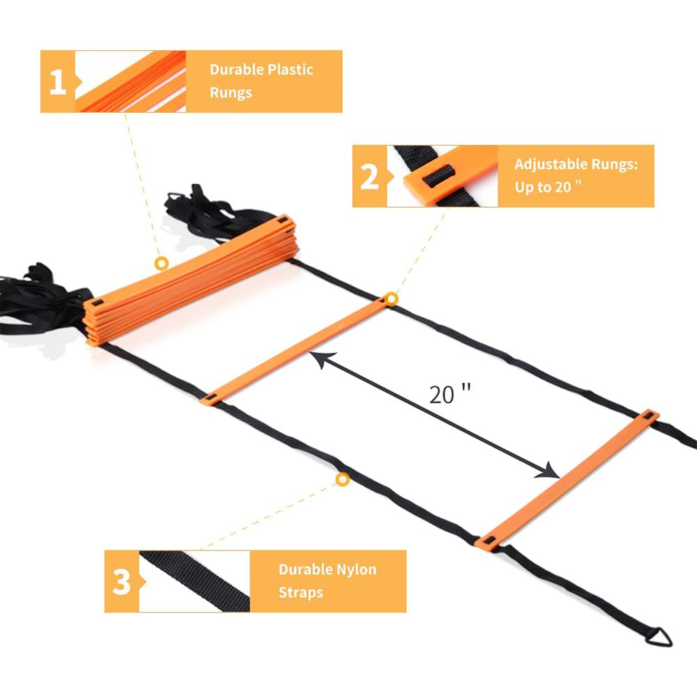 Juvale Agility Ladder Workout Equipment with 6 Speed Training Cones and  Resistance Parachute, Footwork Skills Drill Gear for Football and Soccer  (20