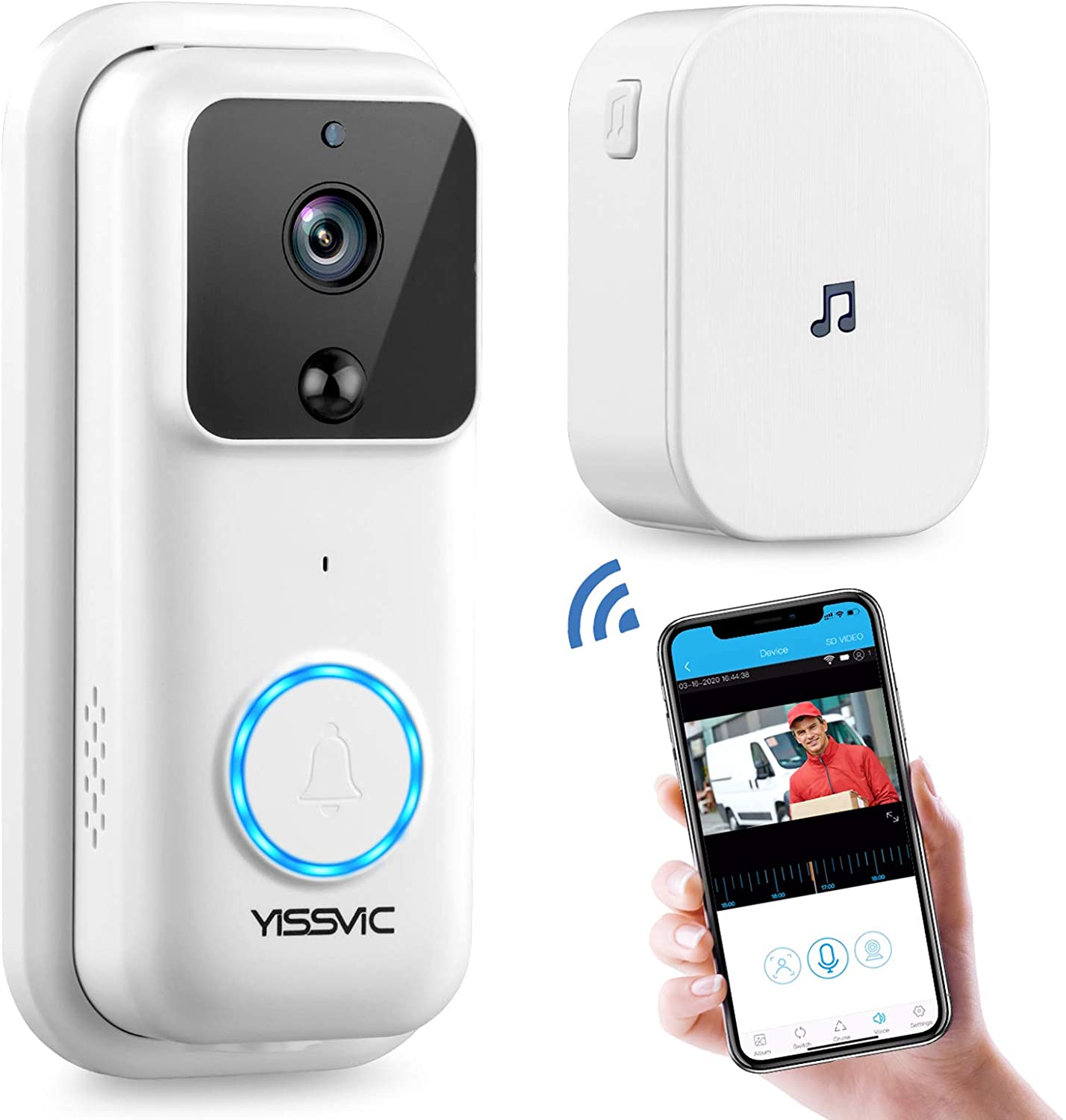 WiFi Video Doorbell YISSVIC 1080P Doorbell Camera with Chime Wireless  Doorbell with 3 Levels of PIR and Motion Detector Night Vision 170° Wide  Angle 2 Way Audio 2.4GHz WiFi – YISSVIC
