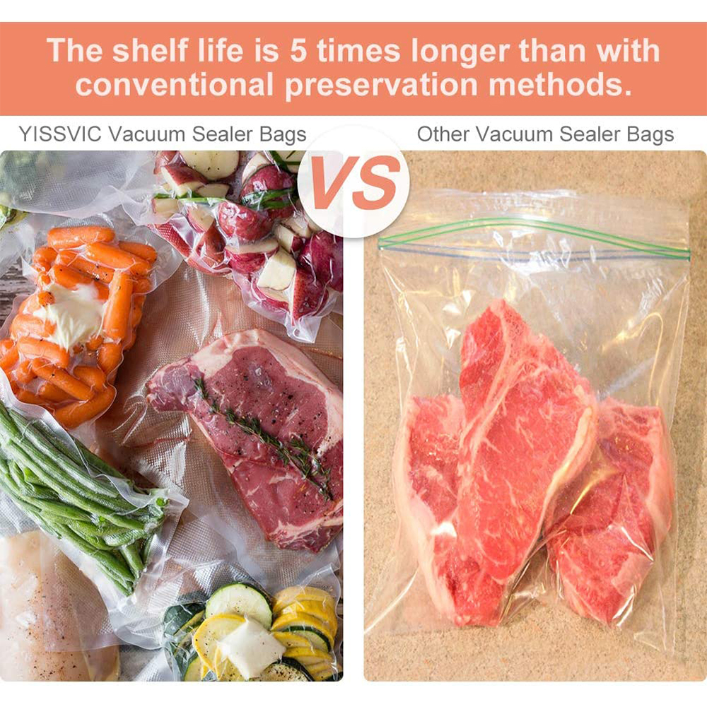 Vacuum Sealer Rolls, Meidong Vacuum Sealer Bags - 4 Packs in 8.6x16.4' &  11x16.4' Food-Storage Bags, Fits All Clamp Vacuum Sealer Machine, BPA  Free, For vac storage, Meal Prep or Sous Vide 