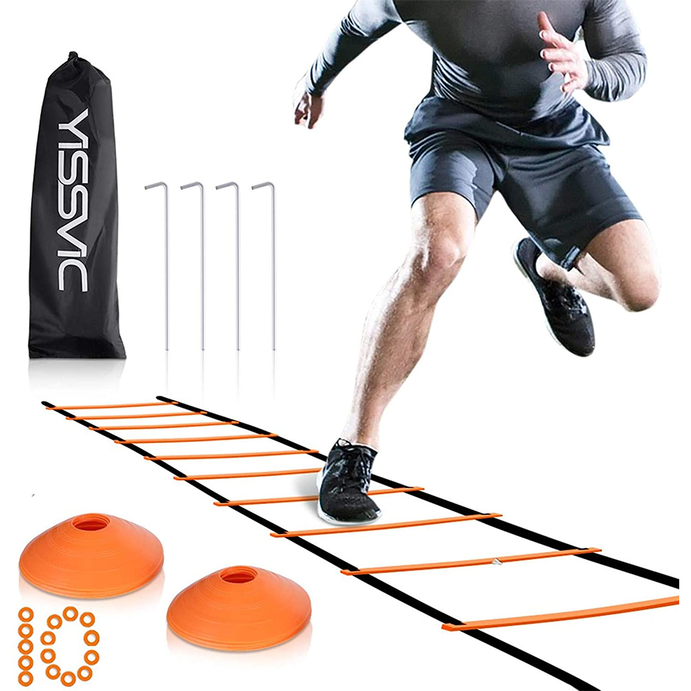 21 Rung Agility Speed Training Ladder Footwork Fitness Football Exercise w/Cones 
