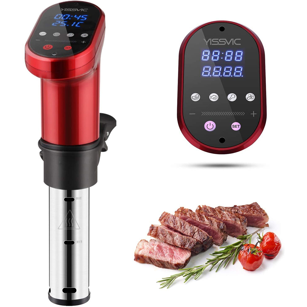 UPGRADE IPX7 Safety Protection Sous Vide Cooker 120V 1000W with Sous Vide Cookbook 3Yr Warranty Accurate Temperature Digital Timer Sous-Vide-Immersion-Circulator-Cooker Stainless Steel/Blue 