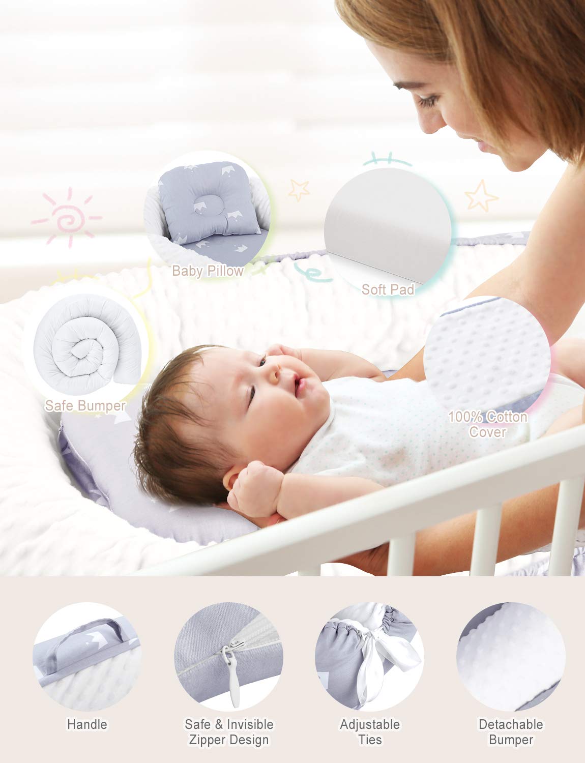 Baby Lounger for Newborn 0-12 Months, Newborn Lounger Nest Sleeper