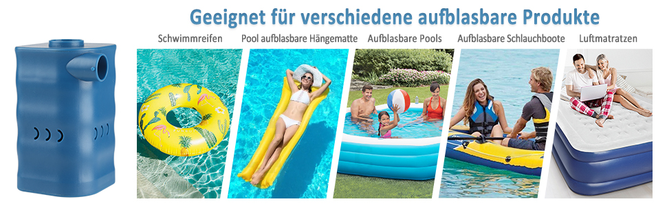 Elektrische Luftpumpe Luftmatratze, 2 in 1 Auto Luftpumpe Elektrisch für  Aufblasbar und Ablassen, Pumpe Luftmatratze mit 3 Düsen für luftmatratzen,  Aufblasbarer Pool, Schwimmring : : Sport & Freizeit