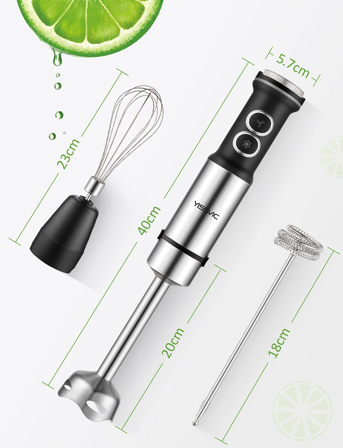 ACOQOOS Frullatore a Immersione, Minipimer 1000W, Mixer a Immersione 3 in  1, 6 Velocità Regolabile, Acciaio Inossidabile, per Frullato, Zuppe e  Alimenti per Bambini : : Casa e cucina